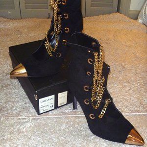 Azalea Wang Akira Dolls Kill Rare Maverick Shin Boots Gold Chains Size 11